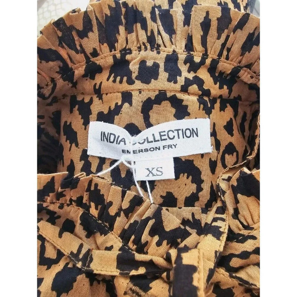 India Collection Emerson Fry Emmaline Organic Cotton Leopard Blouse Shirt XS - Picture 12 of 13